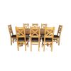 Country Oak 230cm Cross Leg Oval Table and 8 Windermere Brown Leather Chairs - 4 Country Oak 230cm Cross Leg Oval Table and 8 Windermere Brown Leather Chairs - 4
