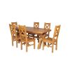 Country Oak 230cm Cross Leg Oval Table and 6 Windermere Timber Seat Chairs - 8 Country Oak 230cm Cross Leg Oval Table and 6 Windermere Timber Seat Chairs - 8