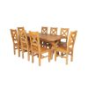 Country Oak 230cm Cross Leg Oval Table and 8 Windermere Timber Seat Chairs - 6 Country Oak 230cm Cross Leg Oval Table and 8 Windermere Timber Seat Chairs - 6