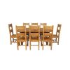 Country Oak 230cm Cross Leg Oval Table and 8 Chester Timber Seat Chairs - 4 Country Oak 230cm Cross Leg Oval Table and 8 Chester Timber Seat Chairs - 4