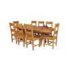 Country Oak 230cm Cross Leg Oval Table and 8 Chester Timber Seat Chairs - 2 Country Oak 230cm Cross Leg Oval Table and 8 Chester Timber Seat Chairs - 2