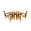 Country Oak 230cm Cross Leg Oval Table and 6 Chelsea Timber Seat Chairs - 4 Country Oak 230cm Cross Leg Oval Table and 6 Chelsea Timber Seat Chairs - 4