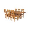 Country Oak 230cm Cross Leg Square Table and 6 Windermere Timber Seat Chairs - 2 Country Oak 230cm Cross Leg Square Table and 6 Windermere Timber Seat Chairs - 2