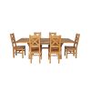 Country Oak 230cm Cross Leg Square Table and 6 Windermere Timber Seat Chairs - 6 Country Oak 230cm Cross Leg Square Table and 6 Windermere Timber Seat Chairs - 6