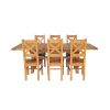 Country Oak 230cm Cross Leg Square Table and 6 Windermere Timber Seat Chairs - 8 Country Oak 230cm Cross Leg Square Table and 6 Windermere Timber Seat Chairs - 8