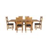 Country Oak 230cm Cross Leg Square Table and 6 Chester Brown Leather Chairs - 8 Country Oak 230cm Cross Leg Square Table and 6 Chester Brown Leather Chairs - 8
