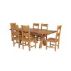 Country Oak 230cm Cross Leg Square Table and 6 Chester Timber Seat Chairs - 3 Country Oak 230cm Cross Leg Square Table and 6 Chester Timber Seat Chairs - 3
