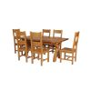 Country Oak 230cm Cross Leg Square Table and 6 Chester Timber Seat Chairs - 4 Country Oak 230cm Cross Leg Square Table and 6 Chester Timber Seat Chairs - 4