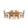 Country Oak 230cm Cross Leg Square Table and 6 Chester Timber Seat Chairs - 6 Country Oak 230cm Cross Leg Square Table and 6 Chester Timber Seat Chairs - 6