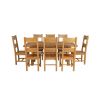 Country Oak 230cm Cross Leg Square Table and 8 Chester Timber Seat Chairs - 6 Country Oak 230cm Cross Leg Square Table and 8 Chester Timber Seat Chairs - 6