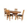 Country Oak 180cm Extending Cross Leg Rounded Corner Table and 4 Grasmere Brown Leather Chairs Set - SUMMER SALE - 3