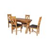 Country Oak 180cm Extending Cross Leg Rounded Corner Table and 4 Grasmere Brown Leather Chairs Set - SUMMER SALE - 5