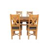 Country Oak 180cm Extending Cross Leg Rounded Corner Table and 4 Grasmere Brown Leather Chairs Set - SUMMER SALE - 9