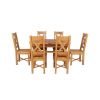 Country Oak 180cm Extending Cross Leg Oval Table and 6 Grasmere Timber Seat Chairs - 6 Country Oak 180cm Extending Cross Leg Oval Table and 6 Grasmere Timber Seat Chairs - 6