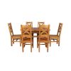 Country Oak 180cm Extending Cross Leg Oval Table and 6 Windermere Timber Seat Chairs - 6 Country Oak 180cm Extending Cross Leg Oval Table and 6 Windermere Timber Seat Chairs - 6