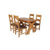 Country Oak 180cm Extending Cross Leg Oval Table and 4 Chester Brown Leather Chairs - 3 Country Oak 180cm Extending Cross Leg Oval Table and 4 Chester Brown Leather Chairs - 3