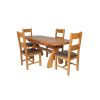 Country Oak 180cm Extending Cross Leg Oval Table and 4 Chester Brown Leather Chairs - 5 Country Oak 180cm Extending Cross Leg Oval Table and 4 Chester Brown Leather Chairs - 5