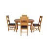Country Oak 180cm Extending Cross Leg Oval Table and 4 Chester Brown Leather Chairs - 6 Country Oak 180cm Extending Cross Leg Oval Table and 4 Chester Brown Leather Chairs - 6