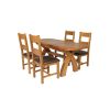 Country Oak 180cm Extending Cross Leg Oval Table and 4 Chester Brown Leather Chairs - 2 Country Oak 180cm Extending Cross Leg Oval Table and 4 Chester Brown Leather Chairs - 2