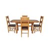 Country Oak 180cm Extending Cross Leg Oval Table and 4 Chester Brown Leather Chairs - 7 Country Oak 180cm Extending Cross Leg Oval Table and 4 Chester Brown Leather Chairs - 7