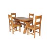 Country Oak 180cm Extending Cross Leg Oval Table and 4 Chester Timber Seat Chairs - 4 Country Oak 180cm Extending Cross Leg Oval Table and 4 Chester Timber Seat Chairs - 4