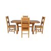 Country Oak 180cm Extending Cross Leg Oval Table and 4 Chester Timber Seat Chairs - 6 Country Oak 180cm Extending Cross Leg Oval Table and 4 Chester Timber Seat Chairs - 6