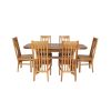 Country Oak 180cm Extending Cross Leg Oval Table and 6 Chelsea Timber Seat Chairs - 3 Country Oak 180cm Extending Cross Leg Oval Table and 6 Chelsea Timber Seat Chairs - 3