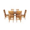 Country Oak 180cm Extending Cross Leg Oval Table and 6 Chelsea Timber Seat Chairs - 6 Country Oak 180cm Extending Cross Leg Oval Table and 6 Chelsea Timber Seat Chairs - 6
