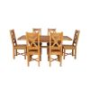 Country Oak 180cm Extending Cross Leg Square Table and 6 Grasmere Timber Seat Chairs - 4 Country Oak 180cm Extending Cross Leg Square Table and 6 Grasmere Timber Seat Chairs - 4