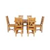 Country Oak 180cm Extending Cross Leg Square Table and 6 Grasmere Timber Seat Chairs - 5 Country Oak 180cm Extending Cross Leg Square Table and 6 Grasmere Timber Seat Chairs - 5