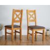 Country Oak 180cm Extending Cross Leg Square Table and 4 Windermere Brown Leather Chairs - 10