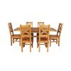 Country Oak 180cm Extending Cross Leg Square Table and 6 Windermere Timber Seat Chairs - 4 Country Oak 180cm Extending Cross Leg Square Table and 6 Windermere Timber Seat Chairs - 4