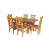 Country Oak 180cm Extending Cross Leg Square Table and 6 Windermere Timber Seat Chairs - 6 Country Oak 180cm Extending Cross Leg Square Table and 6 Windermere Timber Seat Chairs - 6