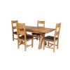 Country Oak 180cm Extending Cross Leg Square Table and 4 Chester Brown Leather Chairs - 2 Country Oak 180cm Extending Cross Leg Square Table and 4 Chester Brown Leather Chairs - 2