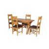 Country Oak 180cm Extending Cross Leg Square Table and 4 Chester Brown Leather Chairs - 3 Country Oak 180cm Extending Cross Leg Square Table and 4 Chester Brown Leather Chairs - 3