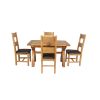 Country Oak 180cm Extending Cross Leg Square Table and 4 Chester Brown Leather Chairs - 5 Country Oak 180cm Extending Cross Leg Square Table and 4 Chester Brown Leather Chairs - 5