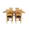 Country Oak 180cm Extending Cross Leg Square Table and 4 Chester Brown Leather Chairs - 8 Country Oak 180cm Extending Cross Leg Square Table and 4 Chester Brown Leather Chairs - 8