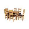 Country Oak 180cm Extending Cross Leg Square Table and 6 Chester Brown Leather Chairs - 3 Country Oak 180cm Extending Cross Leg Square Table and 6 Chester Brown Leather Chairs - 3