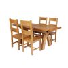 Country Oak 180cm Extending Cross Leg Square Table and 4 Chester Timber Seat Chairs - 8 Country Oak 180cm Extending Cross Leg Square Table and 4 Chester Timber Seat Chairs - 8
