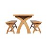 Country Oak 180cm Extending Cross Leg Table and 2 120cm Cross Leg Bench Set - SUMMER SALE - 3