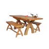 Country Oak 180cm Extending Cross Leg Table and 2 120cm Cross Leg Bench Set - SUMMER SALE - 4