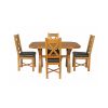 Country Oak 140cm Cross Leg Rounded Corner Table and 4 Grasmere Brown Leather Chairs - SUMMER SALE - 2 Country Oak 140cm Cross Leg Rounded Corner Table and 4 Grasmere Brown Leather Chairs - SUMMER SALE - 2