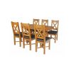 Country Oak 140cm Cross Leg Rounded Corner Table and 6 Grasmere Brown Leather Chairs Set - SUMMER SALE - 3
