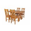 Country Oak 140cm Cross Leg Fixed Oval Table and 4 Grasmere Timber Seat Chairs - 2 Country Oak 140cm Cross Leg Fixed Oval Table and 4 Grasmere Timber Seat Chairs - 2