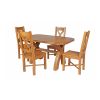 Country Oak 140cm Cross Leg Fixed Oval Table and 4 Grasmere Timber Seat Chairs - 3 Country Oak 140cm Cross Leg Fixed Oval Table and 4 Grasmere Timber Seat Chairs - 3