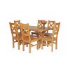 Country Oak 140cm Cross Leg Fixed Oval Table and 6 Windermere Timber Seat Chairs - 2 Country Oak 140cm Cross Leg Fixed Oval Table and 6 Windermere Timber Seat Chairs - 2