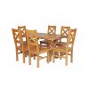 Country Oak 140cm Cross Leg Fixed Oval Table and 6 Windermere Timber Seat Chairs - 6 Country Oak 140cm Cross Leg Fixed Oval Table and 6 Windermere Timber Seat Chairs - 6