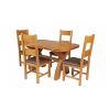 Country Oak 140cm Cross Leg Fixed Oval Table and 4 Chester Brown Leather Chairs - 2 Country Oak 140cm Cross Leg Fixed Oval Table and 4 Chester Brown Leather Chairs - 2