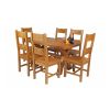 Country Oak 140cm Cross Leg Fixed Oval Table and 6 Chester Timber Seat Chairs - 2 Country Oak 140cm Cross Leg Fixed Oval Table and 6 Chester Timber Seat Chairs - 2