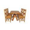 Country Oak 140cm Cross Leg Fixed Oval Table and 6 Chester Timber Seat Chairs - 4 Country Oak 140cm Cross Leg Fixed Oval Table and 6 Chester Timber Seat Chairs - 4